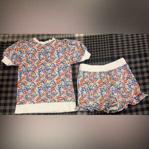 Janie and Jack Floral Matching Set French Terry Shorts and sweatshirt Size 5